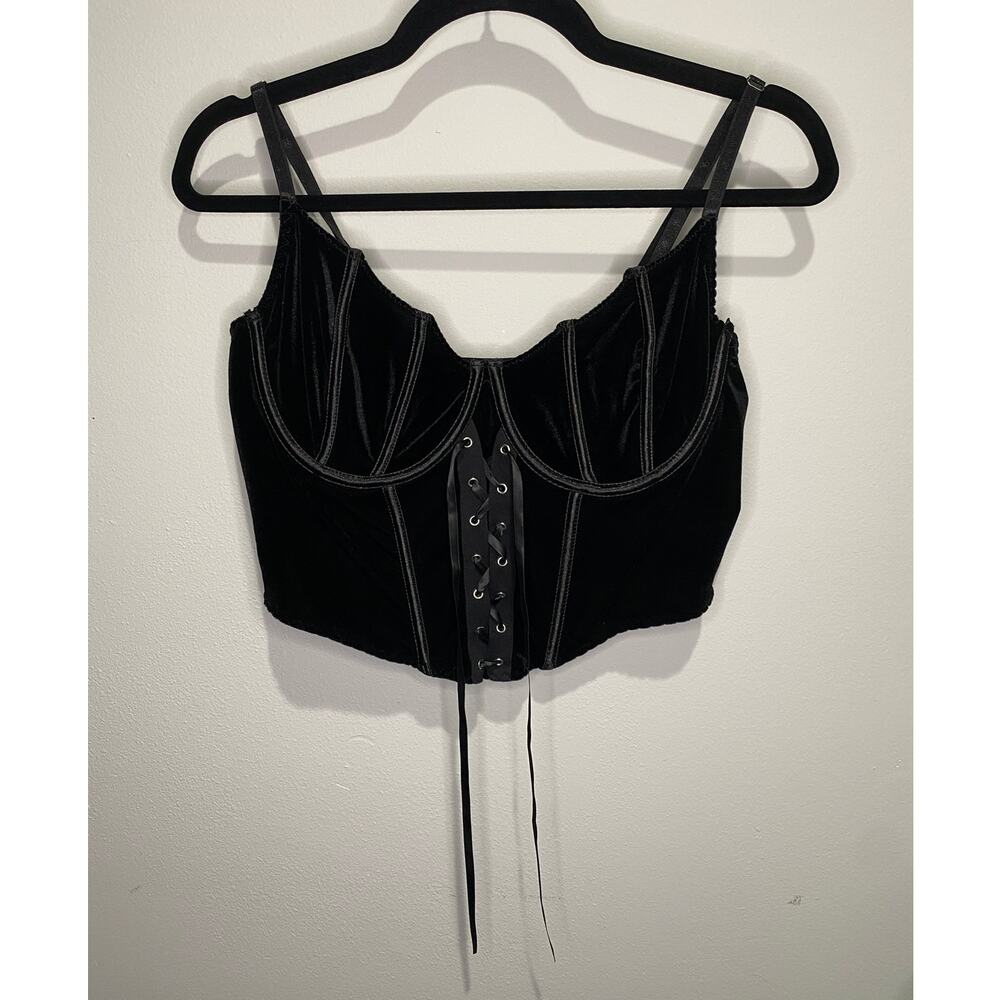 ROMWE Bustier Corset Top Women’s 1XL Black Boned Fitted Y2K Goth Party EUC